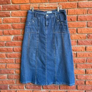 Y2K denim maxi skirt